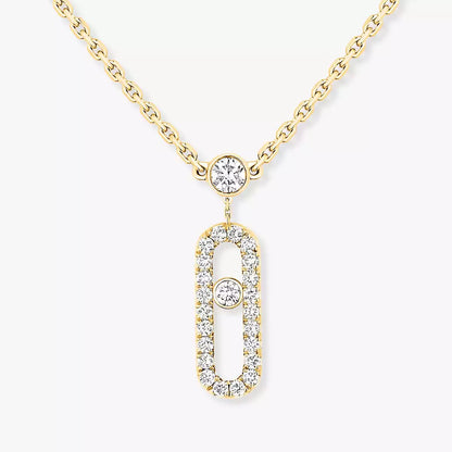 [LUXE]2 Rows Rose Gold Diamond Pave_ Necklace Move Uno