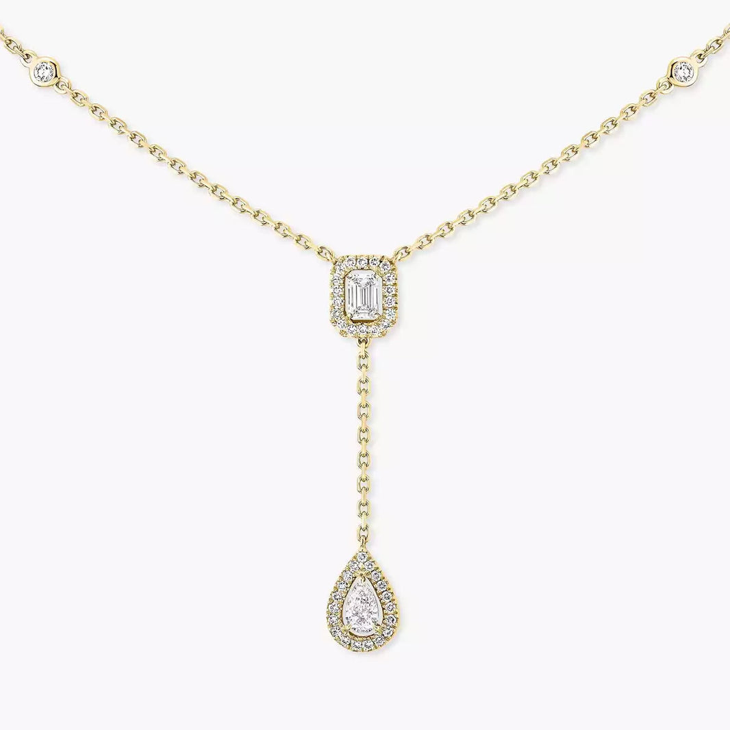 [Loxura]Gold Diamond Tie Necklace