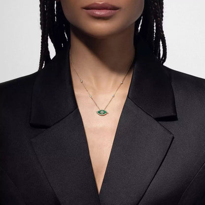 [Loxura]Lucky Eye Diamond Necklace in Rose Gold and Turquoise