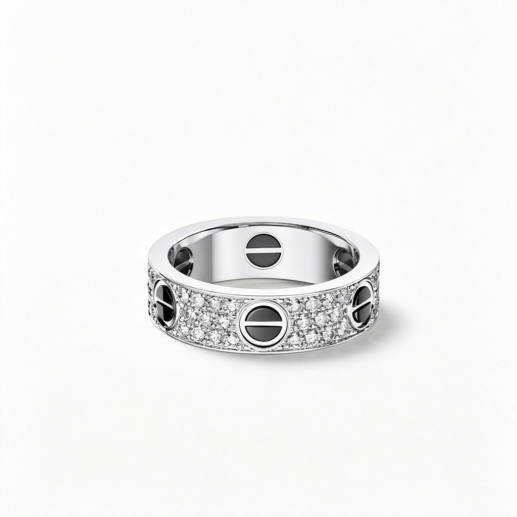 [Luxora]LOVE RING 5.5MM DIAMONDS PAVED CERAMIC
