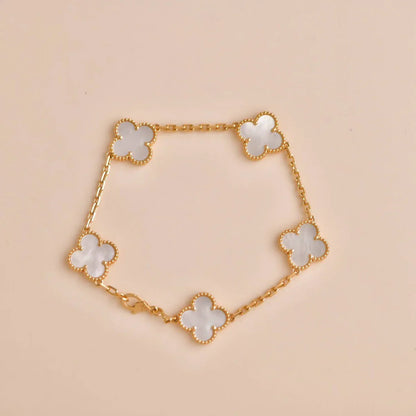 [Luxora]CLOVER WHITE PEARL MOP 5 MOTIF BRACELET COLLECTION