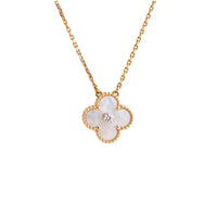 [Luxora]CLOVER 15MM DIAMOND WHITE FRITILLARIA NECKLACE