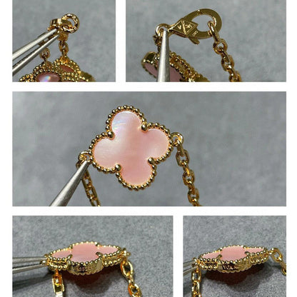 [Luxora]CLOVER 10 MOTIFS PINK MOP NECKLACE