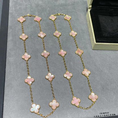[Luxora]CLOVER 10 MOTIFS PINK MOP NECKLACE