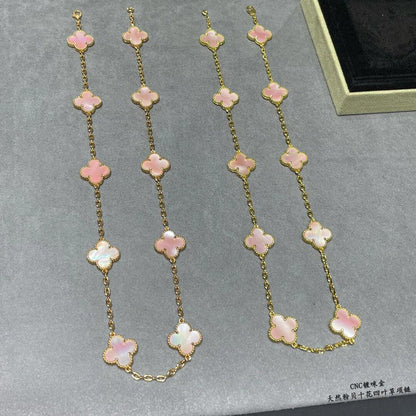 [Luxora]CLOVER 10 MOTIFS PINK MOP NECKLACE