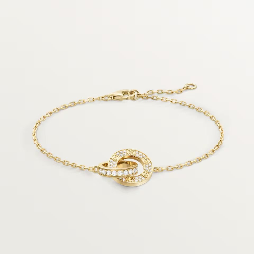 [Luxora]LOVE DOUBLE RING FULL DIAMOND BRACELET