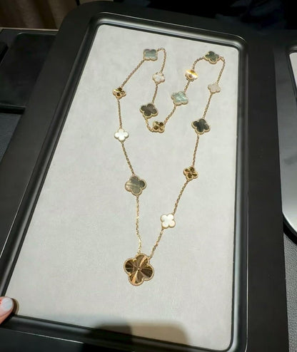 [Luxora]DETACHABLE CLOVER 15(11+4) FLOWER ROSE GOLD NECKLACE SET