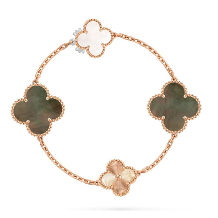 [Luxora]DETACHABLE CLOVER 15(11+4) FLOWER ROSE GOLD NECKLACE SET
