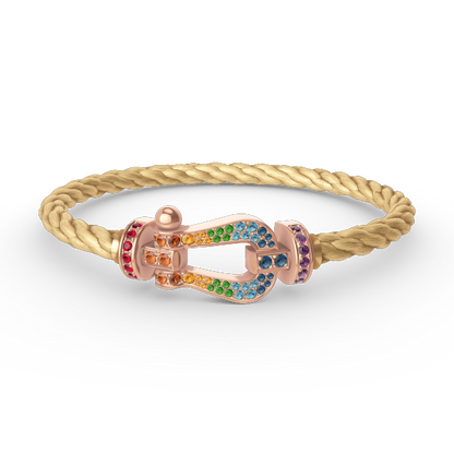 [Luxora] FORCE Großes Hufeisen-Armband mit farbigen Diamanten in Roségold