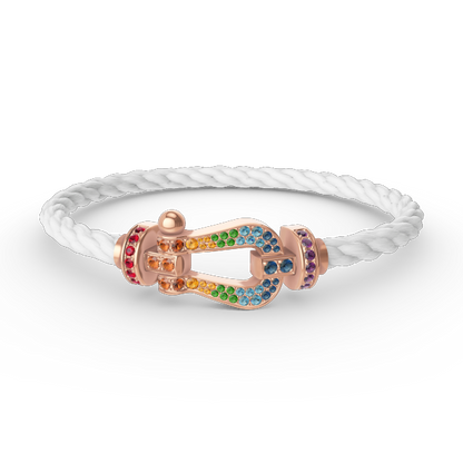 [Luxora] FORCE Großes Hufeisen-Armband mit farbigen Diamanten in Roségold