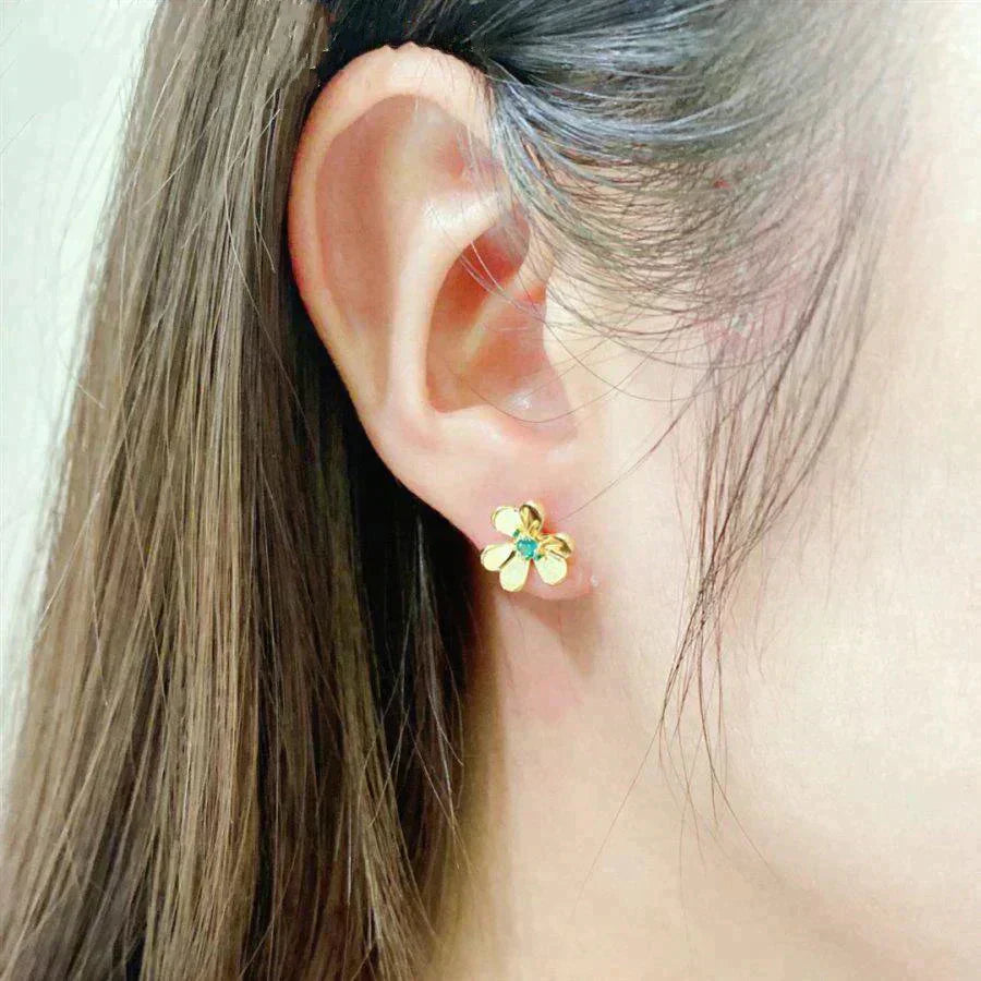 [Luxora]FRIVOLE  FLOWER MALACHITE EARRINGS