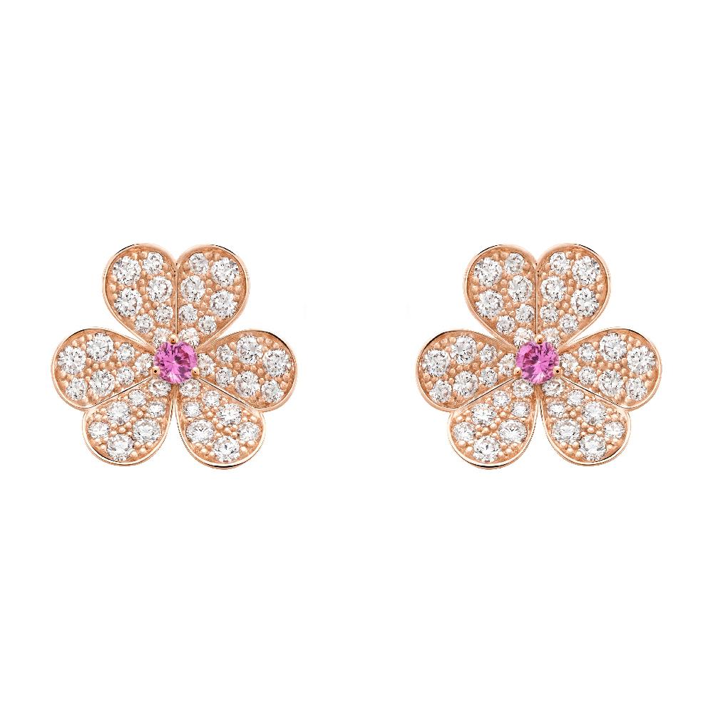 [Luxora]FRIVOLE PINK GOLD FLOWER DIAMOND EARRINGS