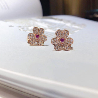 [Luxora]FRIVOLE PINK GOLD FLOWER DIAMOND EARRINGS