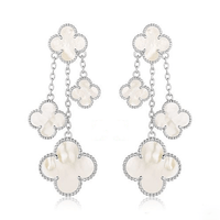 [Luxora]CLOVER EARRINGS WHITE MOP 4 MOTIFS SILVER