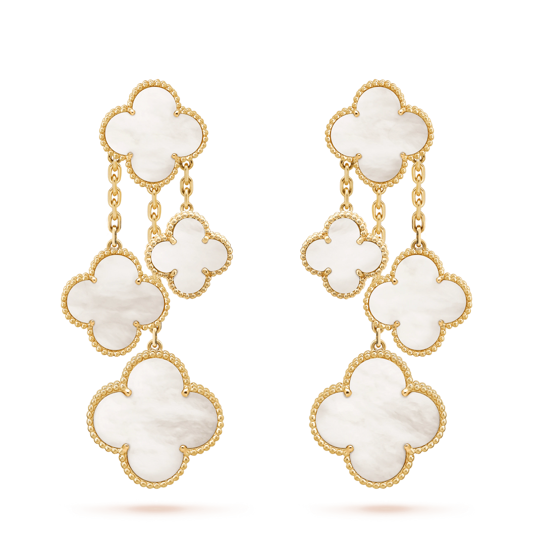 [Luxora]CLOVER EARRINGS WHITE MOP 4 MOTIFS GOLD