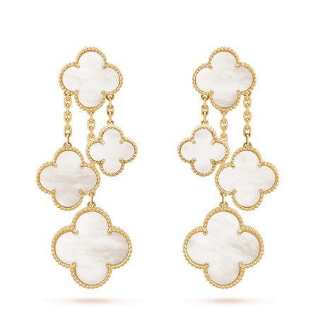 [Luxora]CLOVER EARRINGS WHITE MOP 4 MOTIFS GOLD