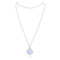 [Luxora]CLOVER SILVER CHALCEDONY BIG CLOVER NECKLACE