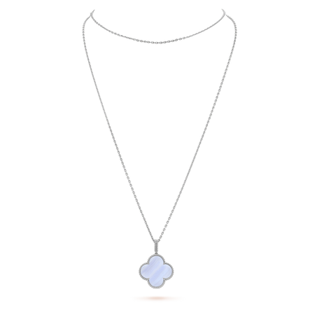 [Luxora]CLOVER SILVER CHALCEDONY BIG CLOVER NECKLACE