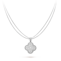[Luxora]CLOVER 25MM SILVER FULL DIAMOND BIG CLOVER NECKLACE