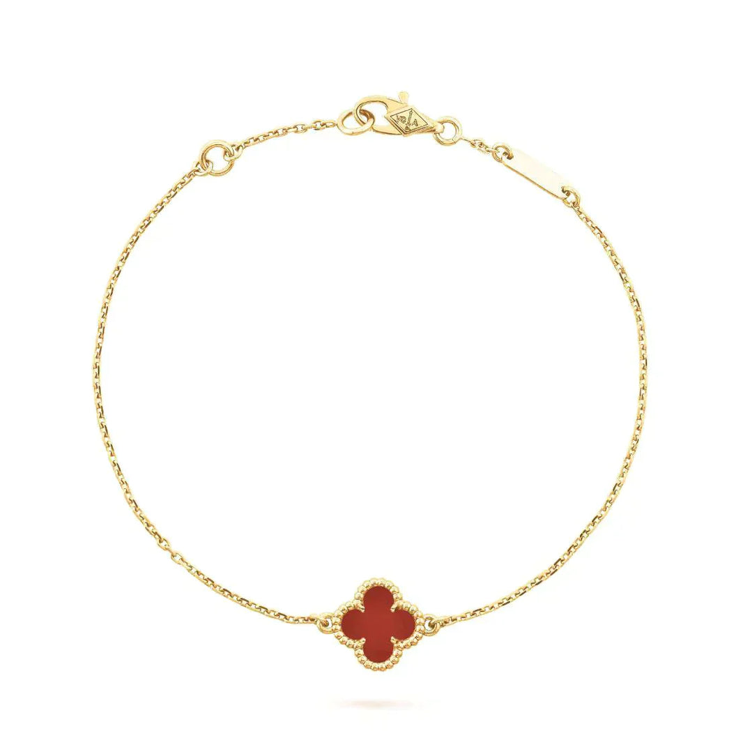 [Luxora]CLOVER  CARNELIAN SINGLE FLOWER BRACELET