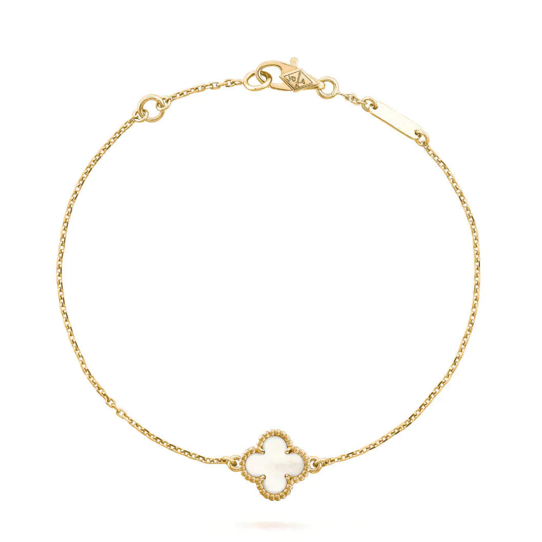 [Luxora]CLOVER WHITE MOP SINGLE FLOWER BRACELET