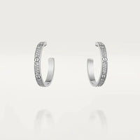 [Luxora]LOVE DIAMOND SILVER HOOP EARRINGS