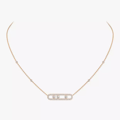 [LUXE] Move Pave_ Rose Gold Diamond Necklace