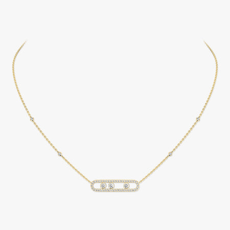 [LUXE] Move Pave_ Rose Gold Diamond Necklace