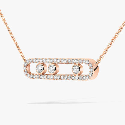 [LUXE] Move Pave_ Rose Gold Diamond Necklace
