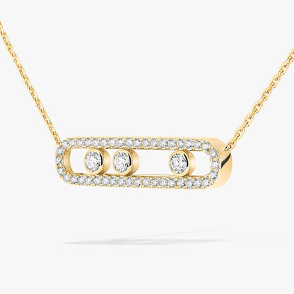 [LUXE] Move Pave_ Rose Gold Diamond Necklace
