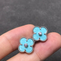 [Luxora]CLOVER 1 DIAMOND BLUE SKY SILVER EARRINGS