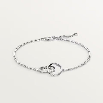 [Luxora]LOVE DOUBLE RING HALF DIAMOND BRACELET
