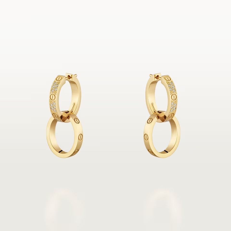 [Luxora]LOVE 3.3MM DANGLE HALF DIAMOND EARRINGS