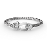 [Luxora]FORCE LARGE HORSESHOE HALF DIAMOND BRACELET SILVER