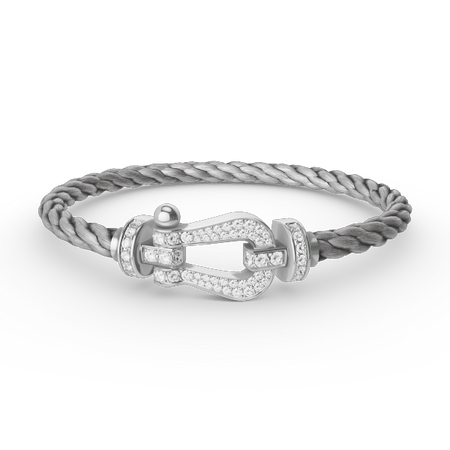 [Luxora] Großes Hufeisen-Armband mit Diamanten, Silber