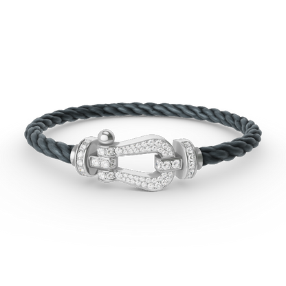 [Luxora] Großes Hufeisen-Armband mit Diamanten, Silber