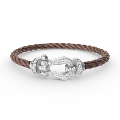[Luxora] Großes Hufeisen-Armband mit Diamanten, Silber
